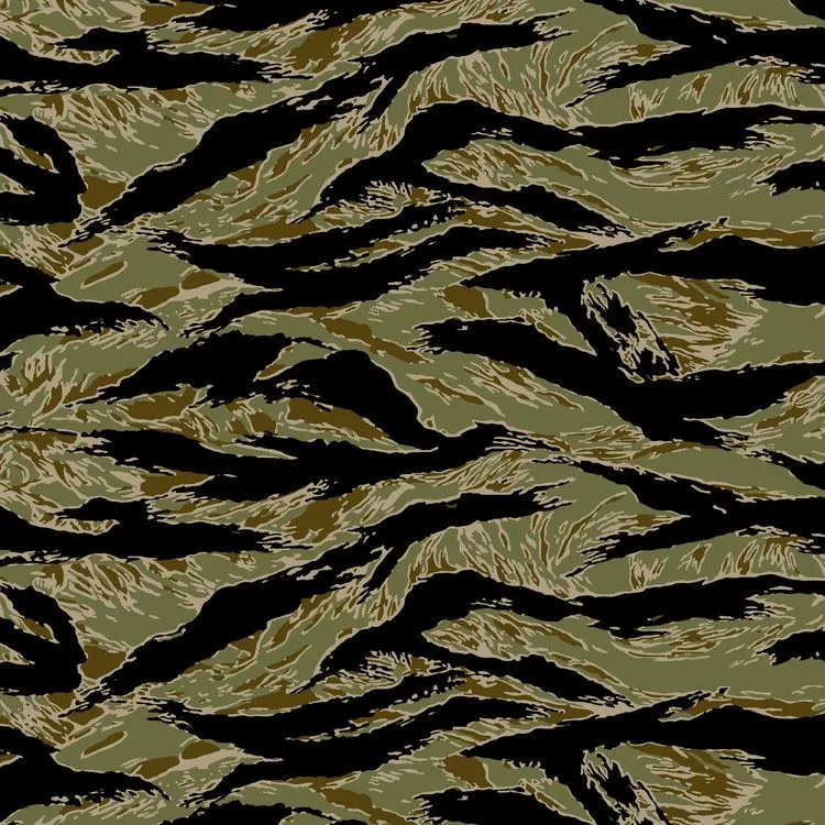 Tiger stripe camouflage pattern with vertical dark stripes over a light base