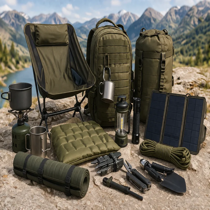 Tactical camping tents sleep systems and cookware