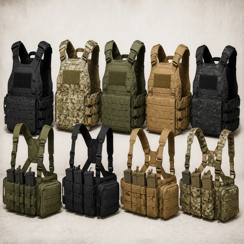 Tactical vests chest rigs and plate carriers