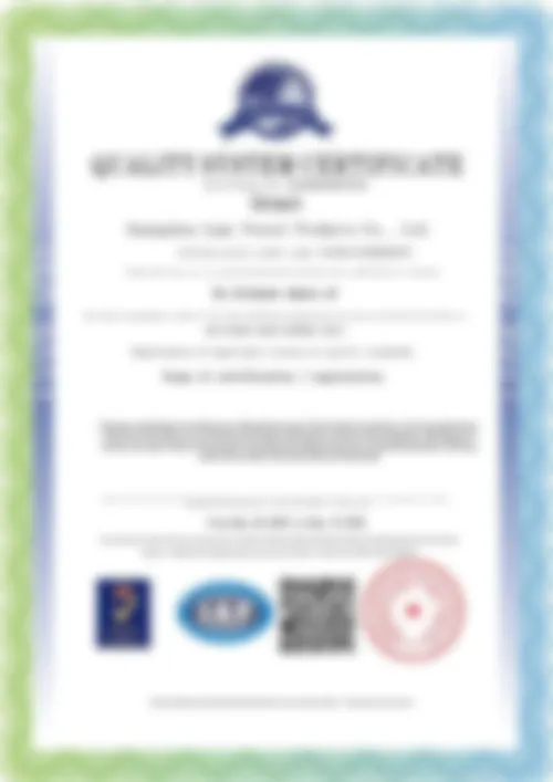 ISO 9001 quality management system certification certificate