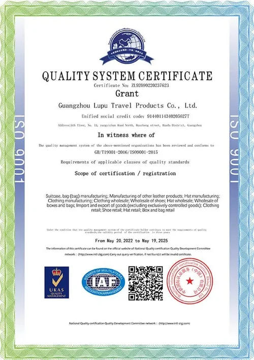 ISO 9001 quality management system certification certificate