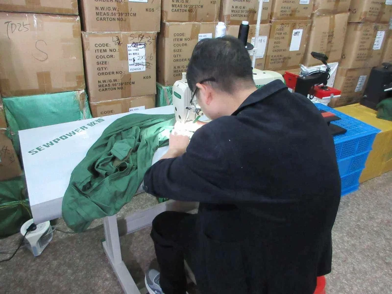Industrial sewing machines at VegaTactical factory workshop