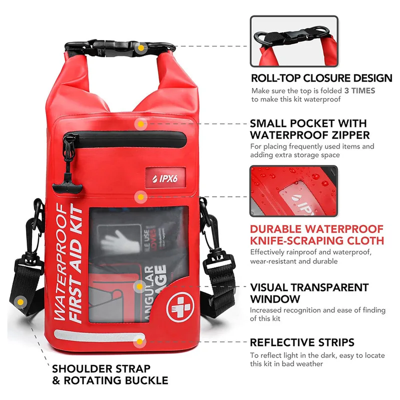2L Waterproof First Aid Kit Bag — Black view 2