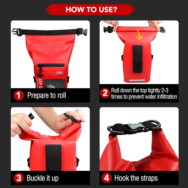 2L Waterproof First Aid Kit Bag — Black view 3