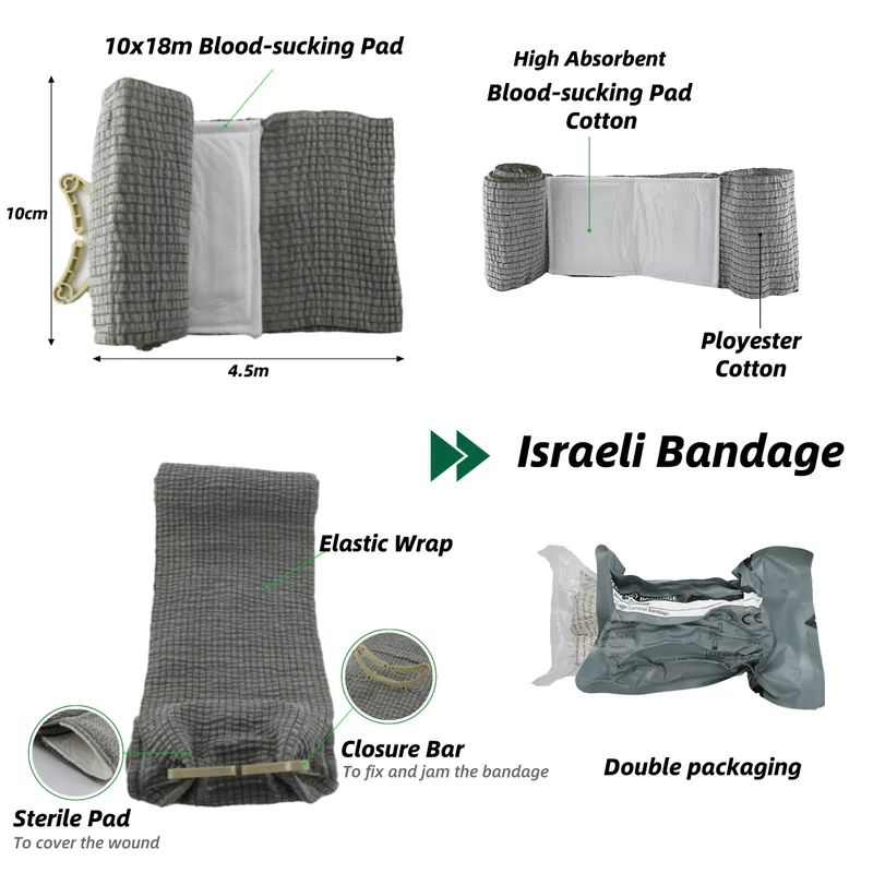 4 Inch Israeli Combat Bandage — Green view 2