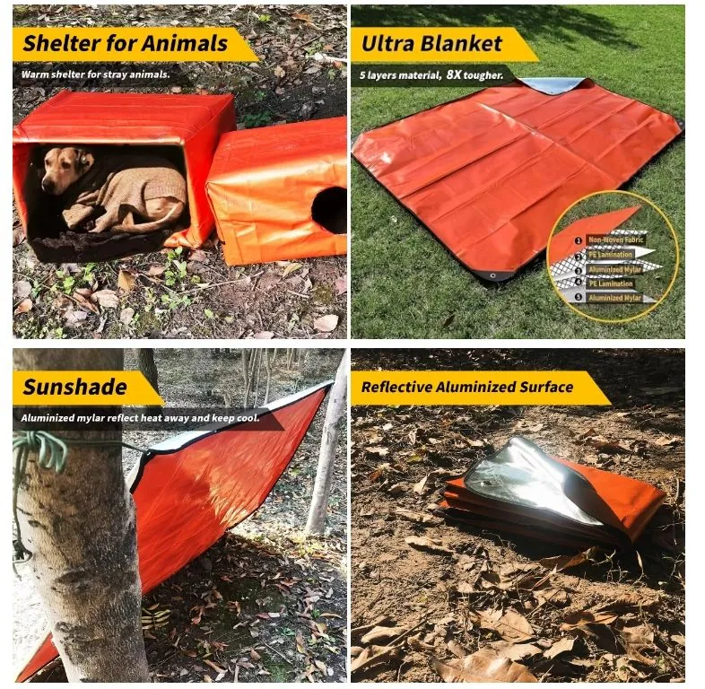 Heavy Duty Waterproof Survival Blanket — Orange view 3