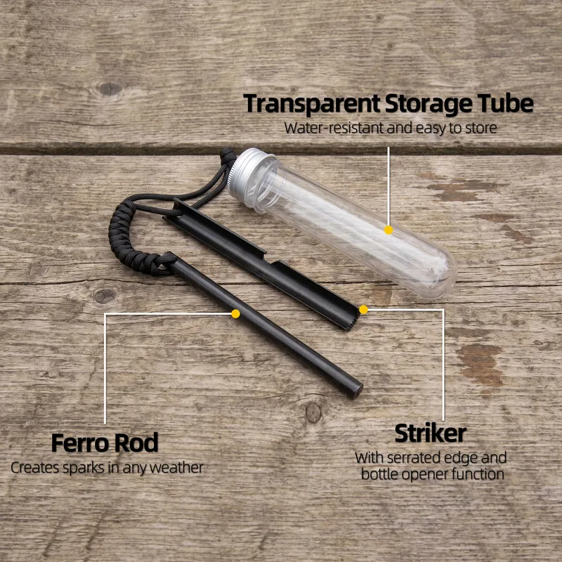 Round Magnesium Survival Flint Fire Starter — Orange view 3