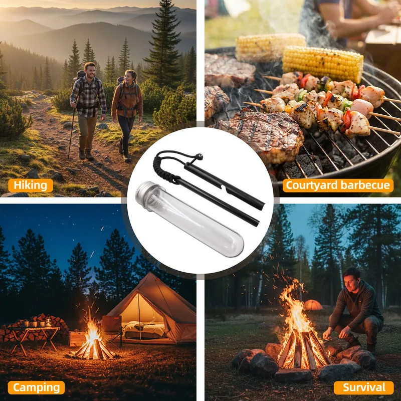Round Magnesium Survival Flint Fire Starter — Orange view 5