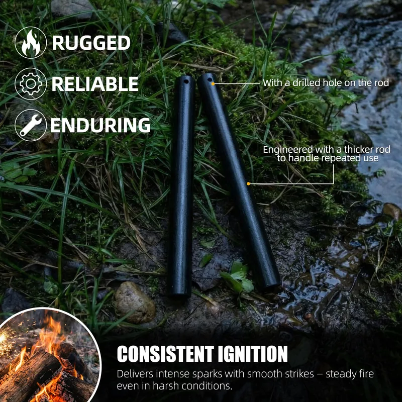 Waterproof Fire Starter Flint Firesteel — Orange view 3