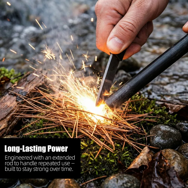 Waterproof Fire Starter Flint Firesteel — Orange view 4