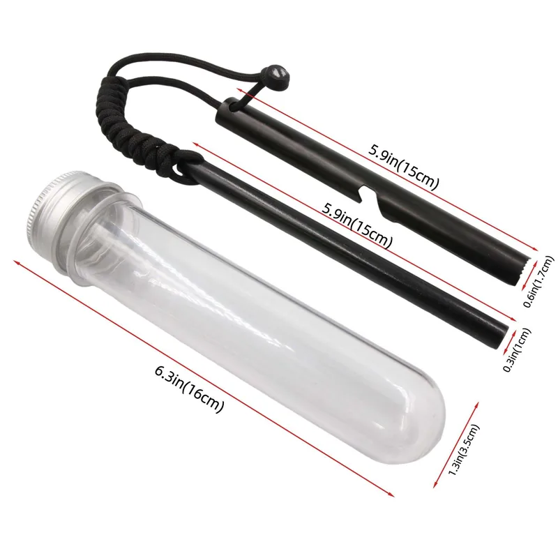 Hiking Emergency Fire Starter Ferro Rod — Orange view 2