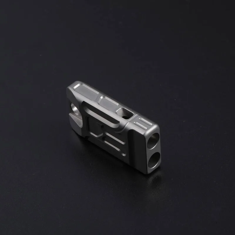 Double Pipe Titanium Whistle Keychain — Black view 2