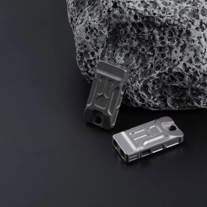 Double Pipe Titanium Whistle Keychain — Black view 4
