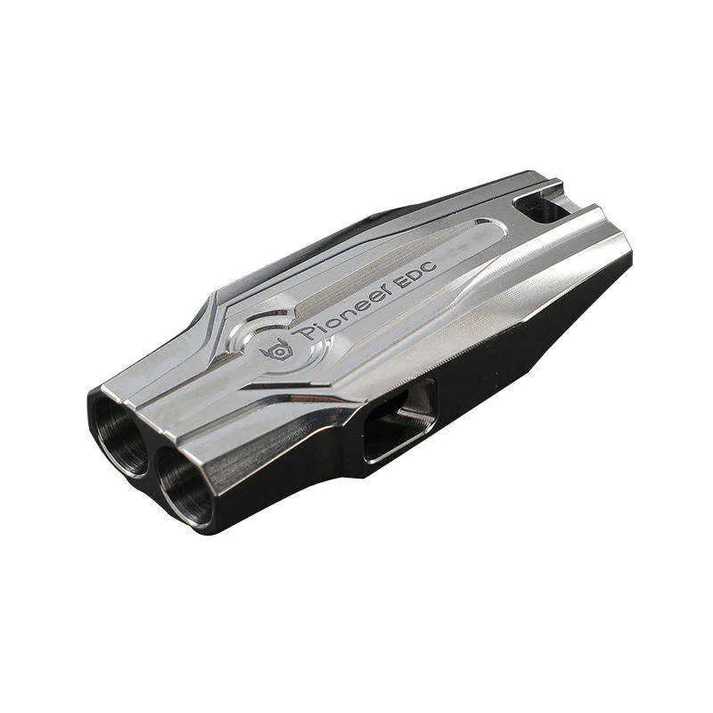 Dual-Tube Emergency Whistle Keychain — Black — Survival & Outdoor Tools