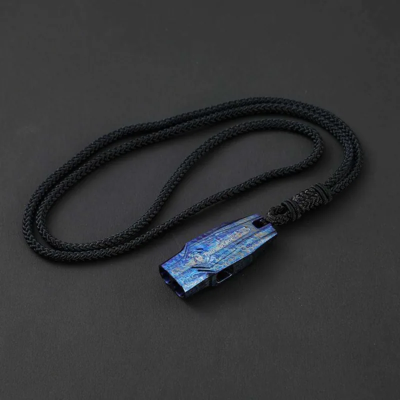 Dual-Tube Emergency Whistle Keychain — Black view 2