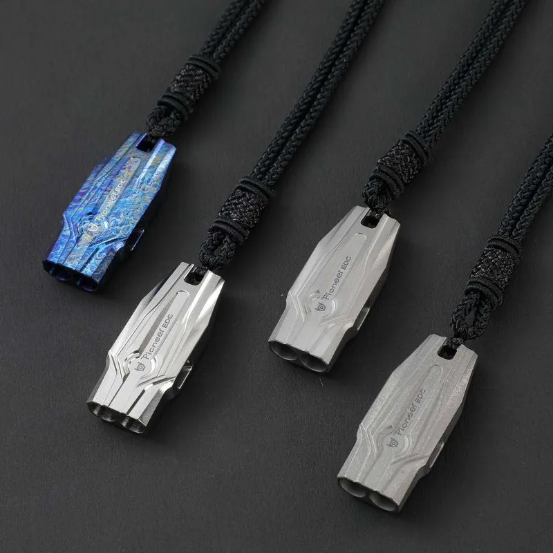 Dual-Tube Emergency Whistle Keychain — Black view 4