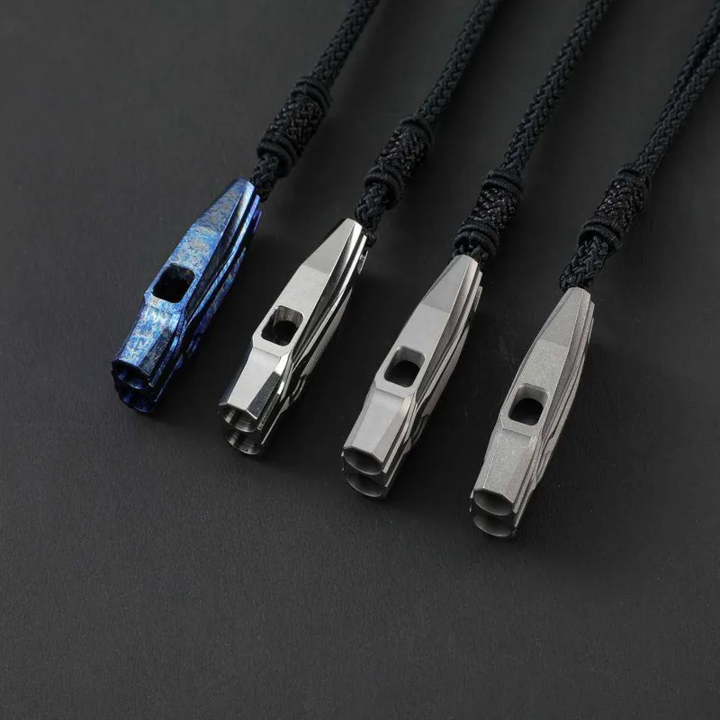 Dual-Tube Emergency Whistle Keychain — Black view 5