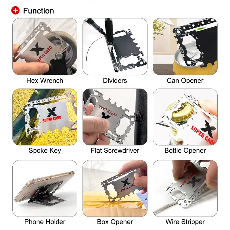 Multi-Function Stainless Steel EDC Multi-Tool Card — Silver view 4