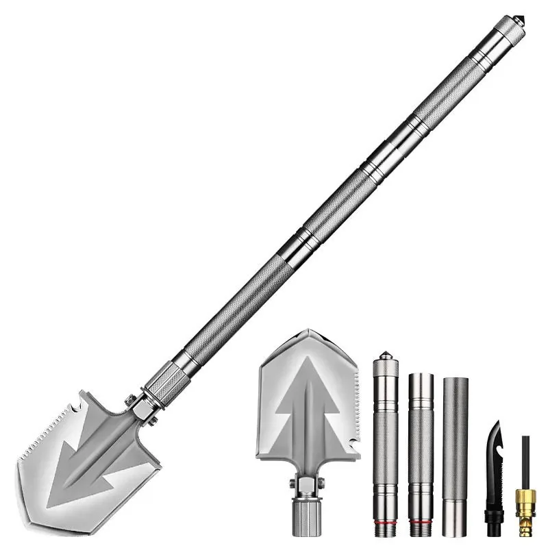 Folding Multifunctional Survival Shovel — Silver — Survival & Outdoor Tools