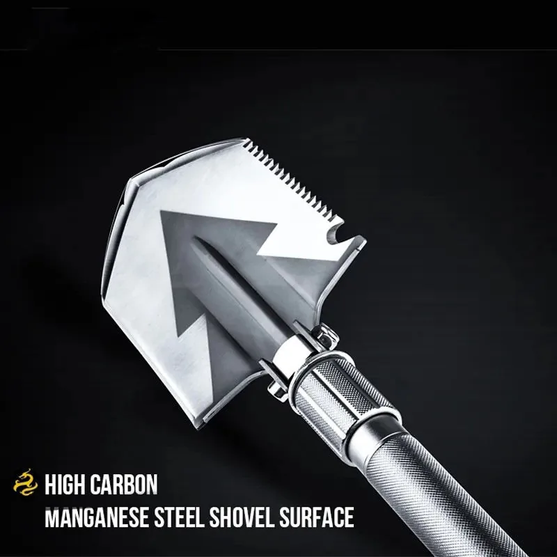 Folding Multifunctional Survival Shovel — Silver view 3
