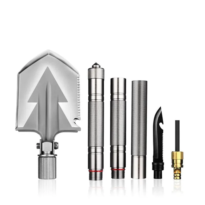 Folding Multifunctional Survival Shovel — Silver view 5
