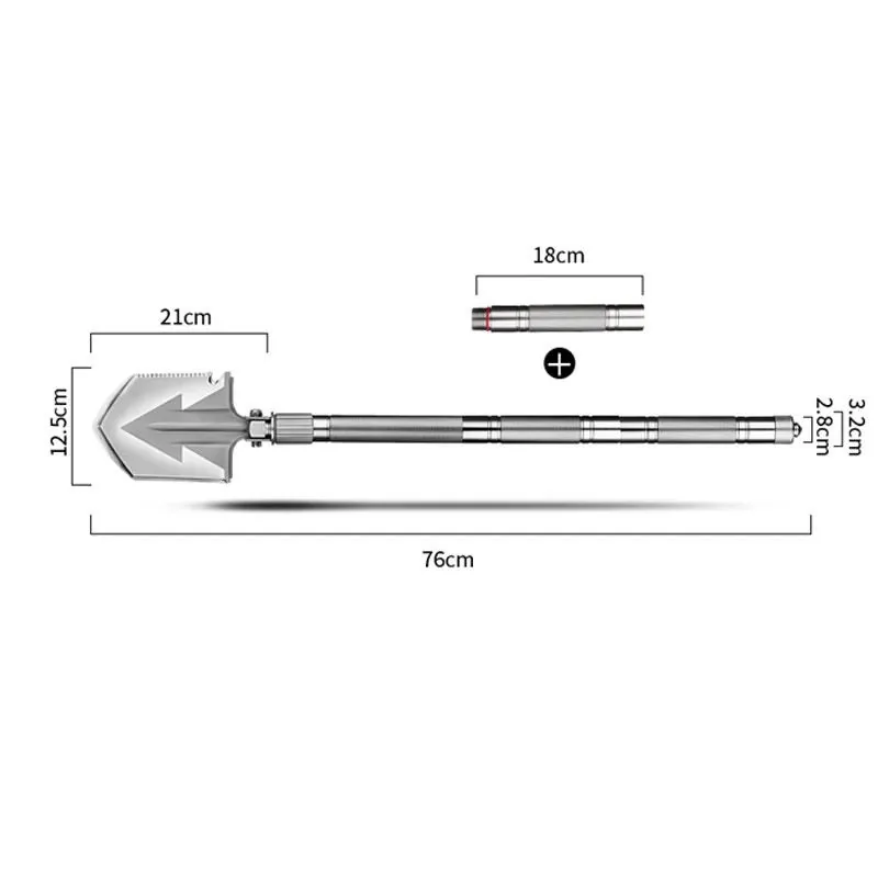 Folding Multifunctional Survival Shovel — Silver view 6