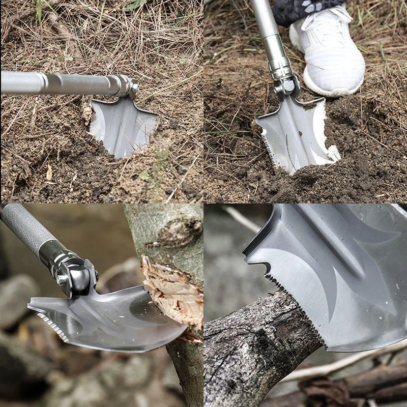 Survival Tactical Trekking Pole Shovel Multi-Tool — Black view 3