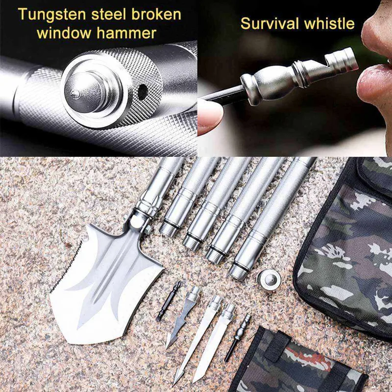 Survival Tactical Trekking Pole Shovel Multi-Tool — Black view 4