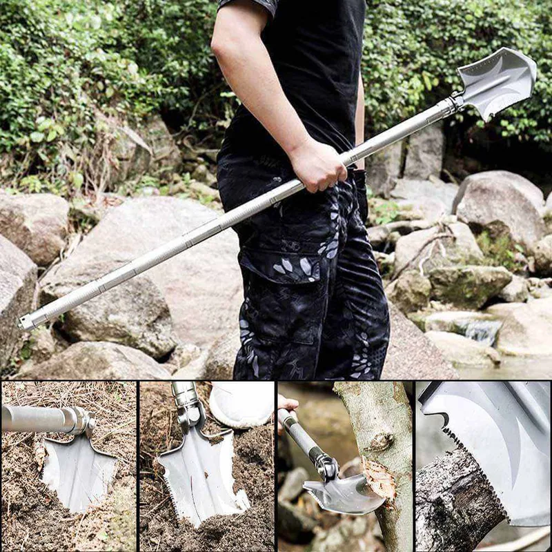 Survival Tactical Trekking Pole Shovel Multi-Tool — Black view 5