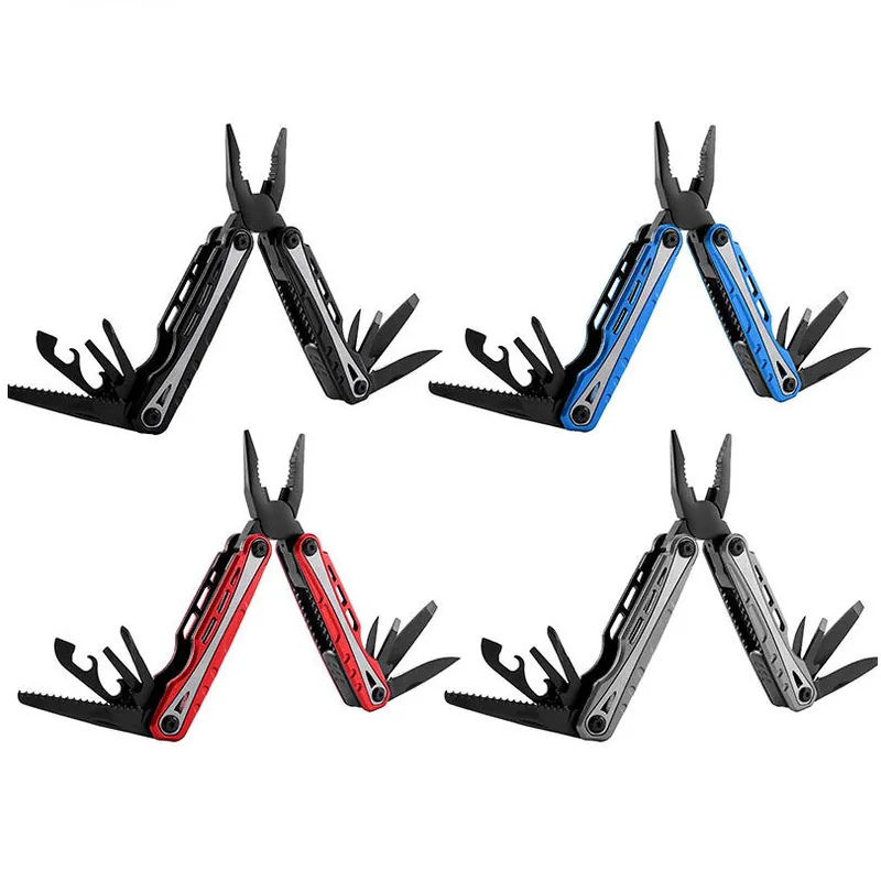 12-in-1 Aluminum Handle Tactical Multi-Tool — Black — Survival & Outdoor Tools