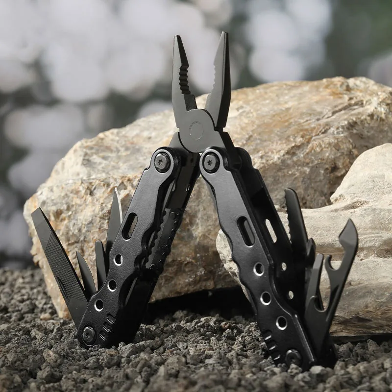 13-in-1 Stainless Steel Multi-Tool — Black — Survival & Outdoor Tools