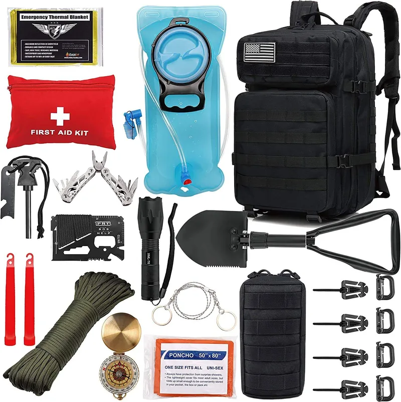72 Hours Earthquake Bug-Out Bag — Black — Survival & Outdoor Tools
