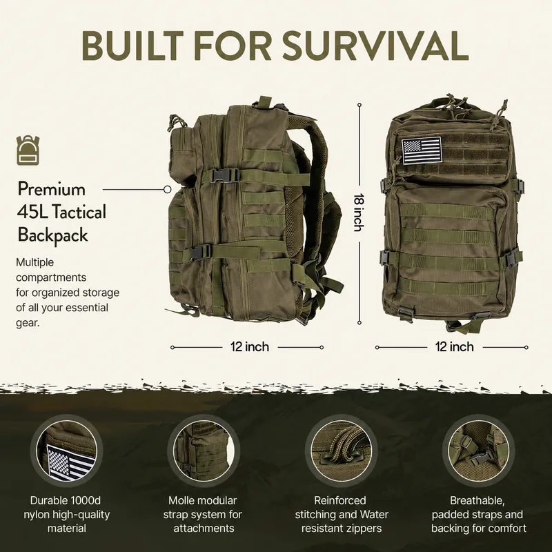 Large Capacity 72-Hour Survival Kit — Black view 2
