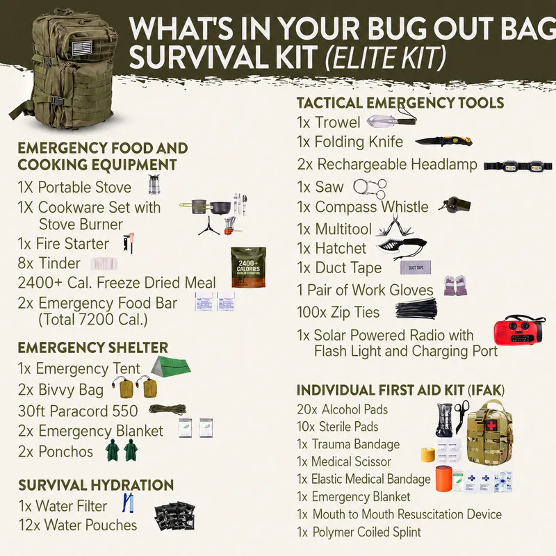 Large Capacity 72-Hour Survival Kit — Black view 3