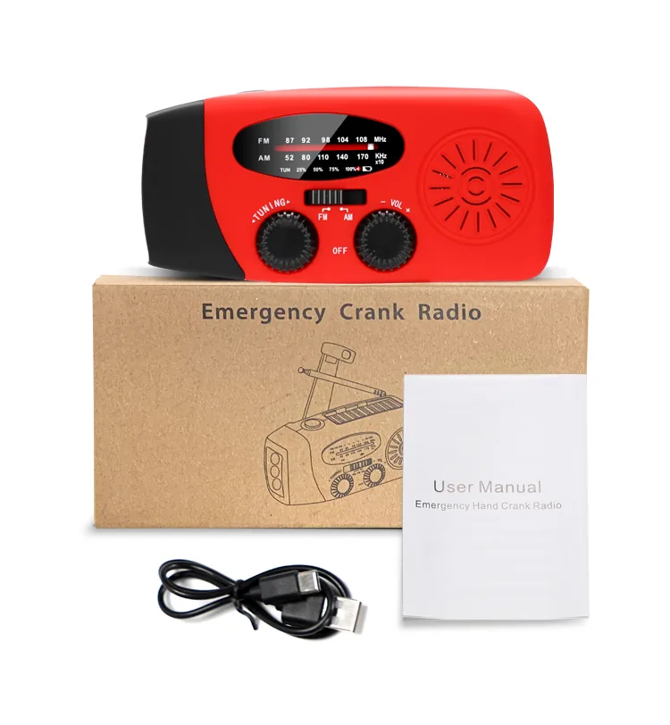 Hurricane Solar Hand Crank Radio — Orange — Survival & Outdoor Tools