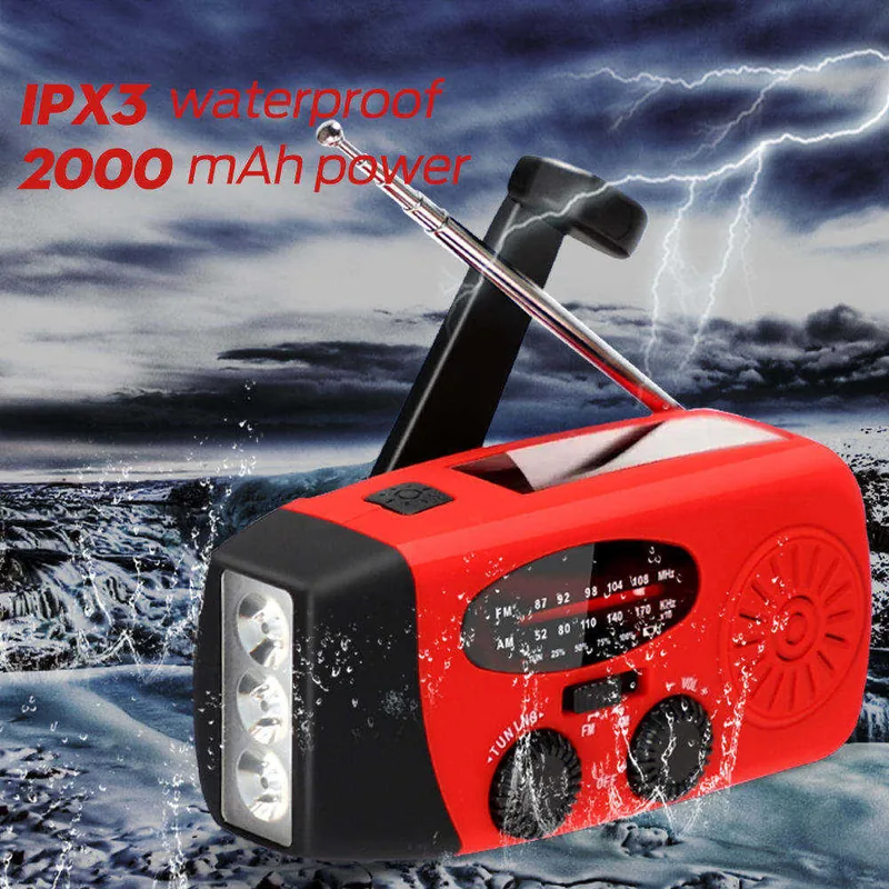 Hurricane Solar Hand Crank Radio — Orange view 3