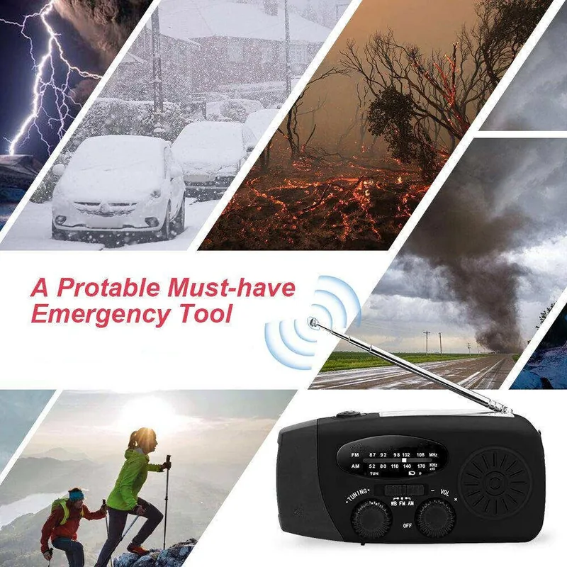 Hurricane Solar Hand Crank Radio — Orange view 5