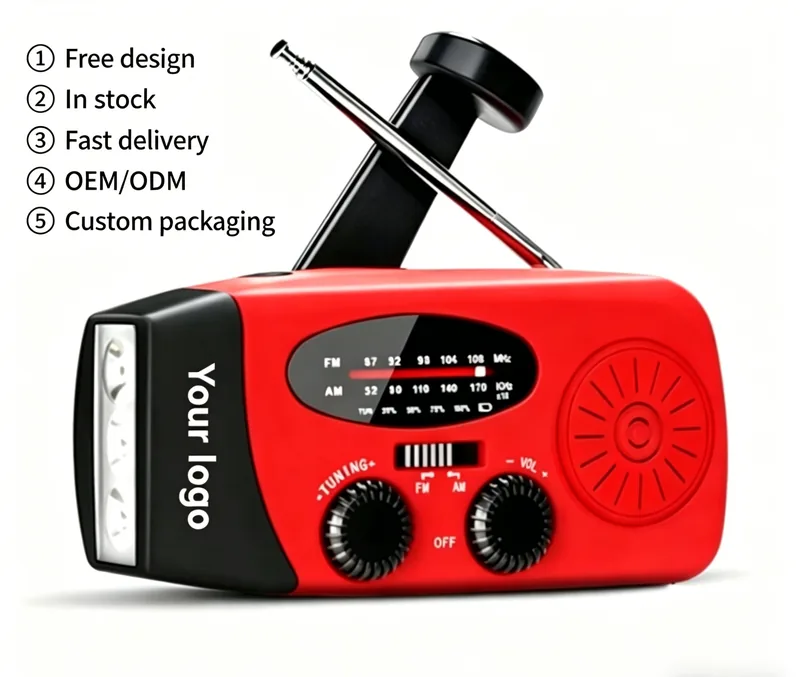 Hurricane Solar Hand Crank Radio — Orange view 6