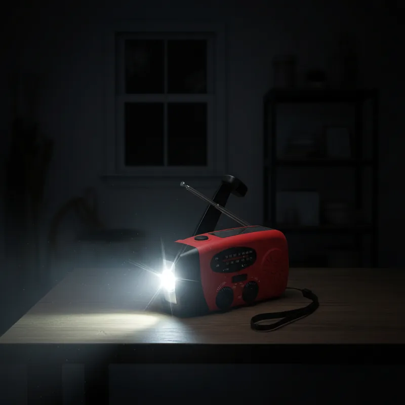 Solar Hand Crank Rechargeable Radio — Black view 2