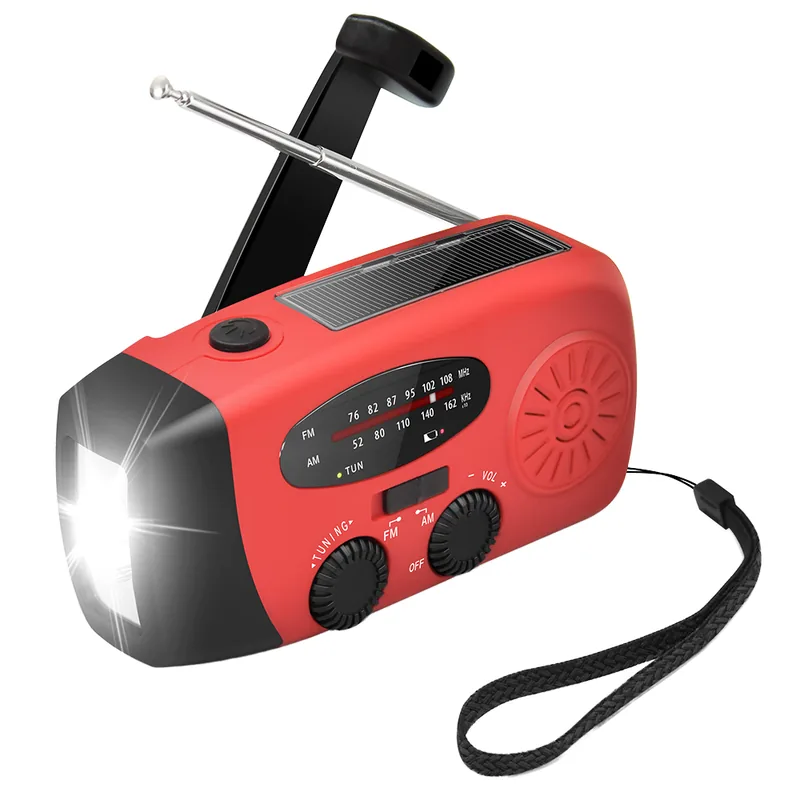 Solar Hand Crank Rechargeable Radio — Black view 3