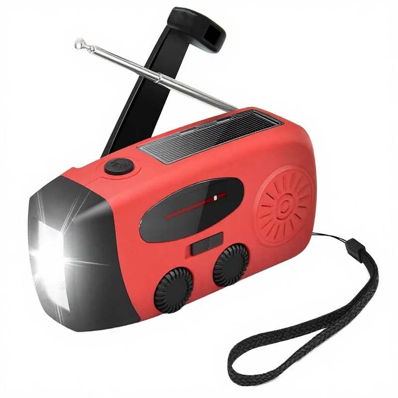 Solar Hand Crank Rechargeable Radio — Black view 4
