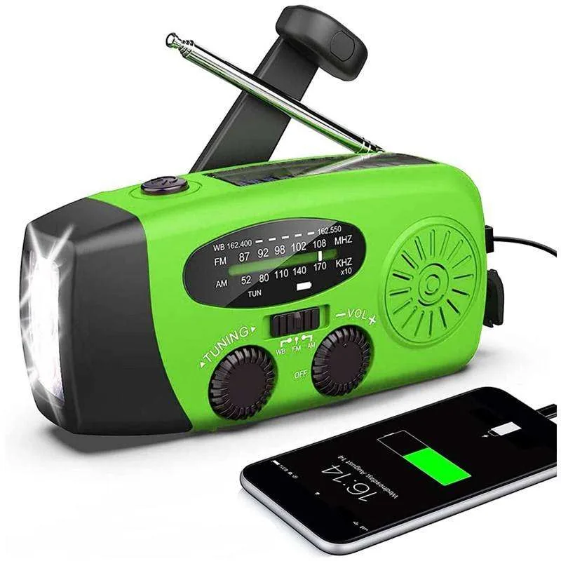 Solar Hand Crank 4-Way Power Bank — Black — Survival & Outdoor Tools