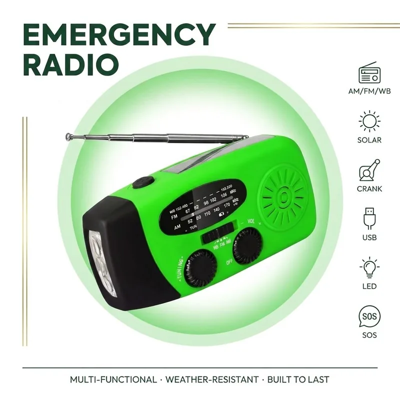 Solar Hand Crank 4-Way Power Bank — Black view 3