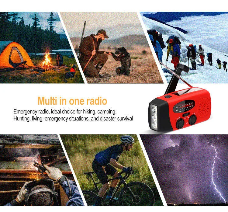 Solar Hand Crank 4-Way Power Bank — Black view 5