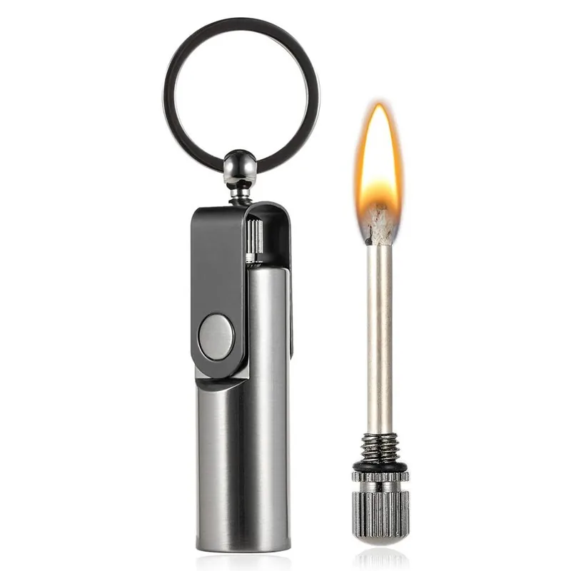 Permanent Match Lighter Keychain — Silver — Survival & Outdoor Tools