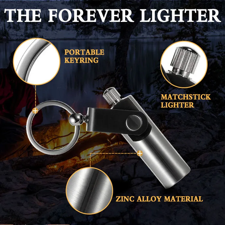 Permanent Match Lighter Keychain — Silver view 3