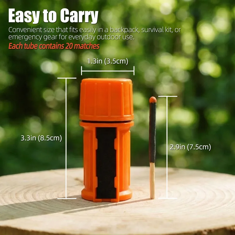 Waterproof Matches 65mm — Orange view 2