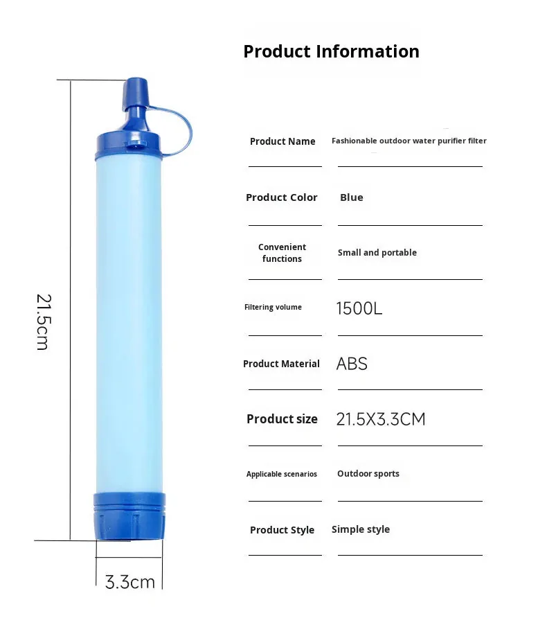 Portable Outdoor Water Filter — Blue view 5