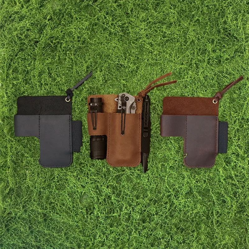 Genuine Leather Belt Tool Pouch for Flashlight and Knife — Tactical Accessories
