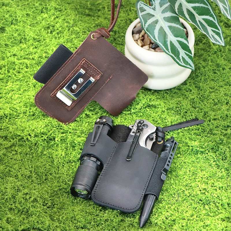 Genuine Leather Belt Tool Pouch for Flashlight and Knife view 5